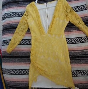 Yellow lace dress
